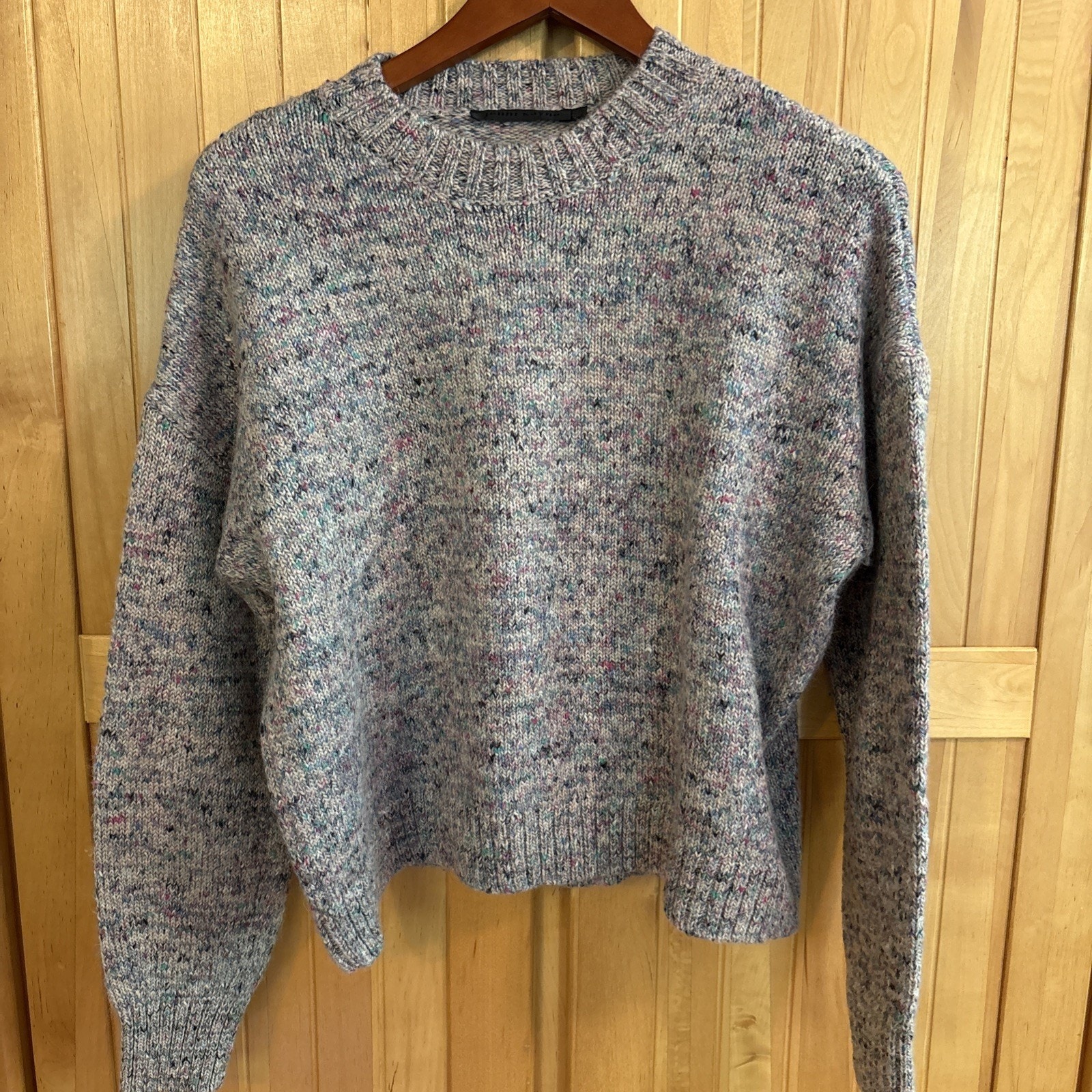 Jenni Kayne Multi Speckled Knit Crewneck Sweater Alpaca Cotton Blend Sm New